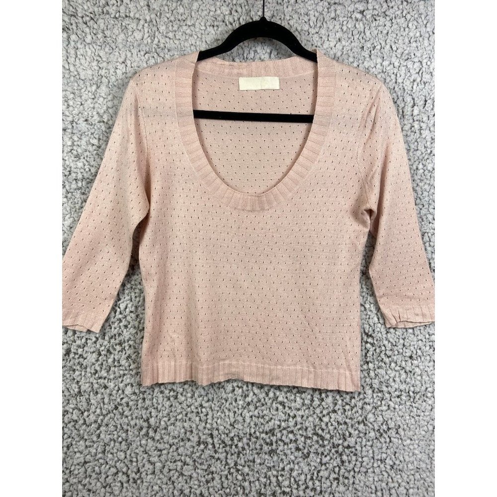Ronit Zilkha  sink blend light pink short sweater tight knit 3/4 sleeve  size M